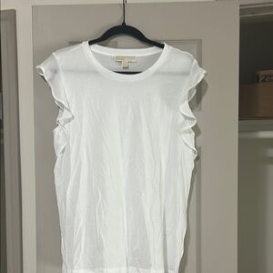 Michael Kors White Flutter Sleeve Ruffled T-Shirt NWOT
